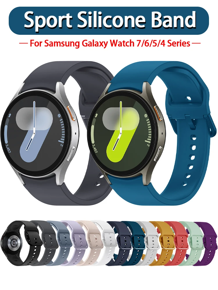 Silicone Strap For Samsung Galaxy Watch 7 6 5 4 44mm 40mm 5 45mm 20mm Bracelet Galaxy Watch6 4 classic 47mm 43mm 46mm 42mm band