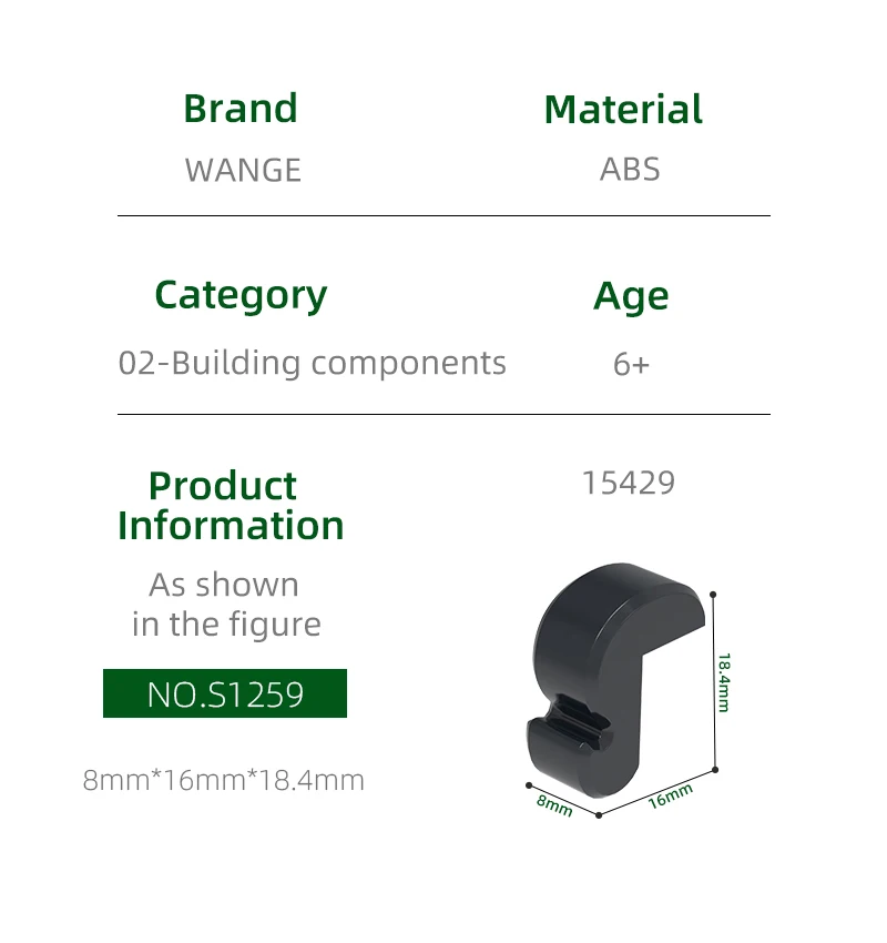 Wange121Pcs/Lot 15429 1x2x2 ekor kucing blok bangunan Accessories aksesoris cocok dengan bata mainan anak-anak kotak hadiah