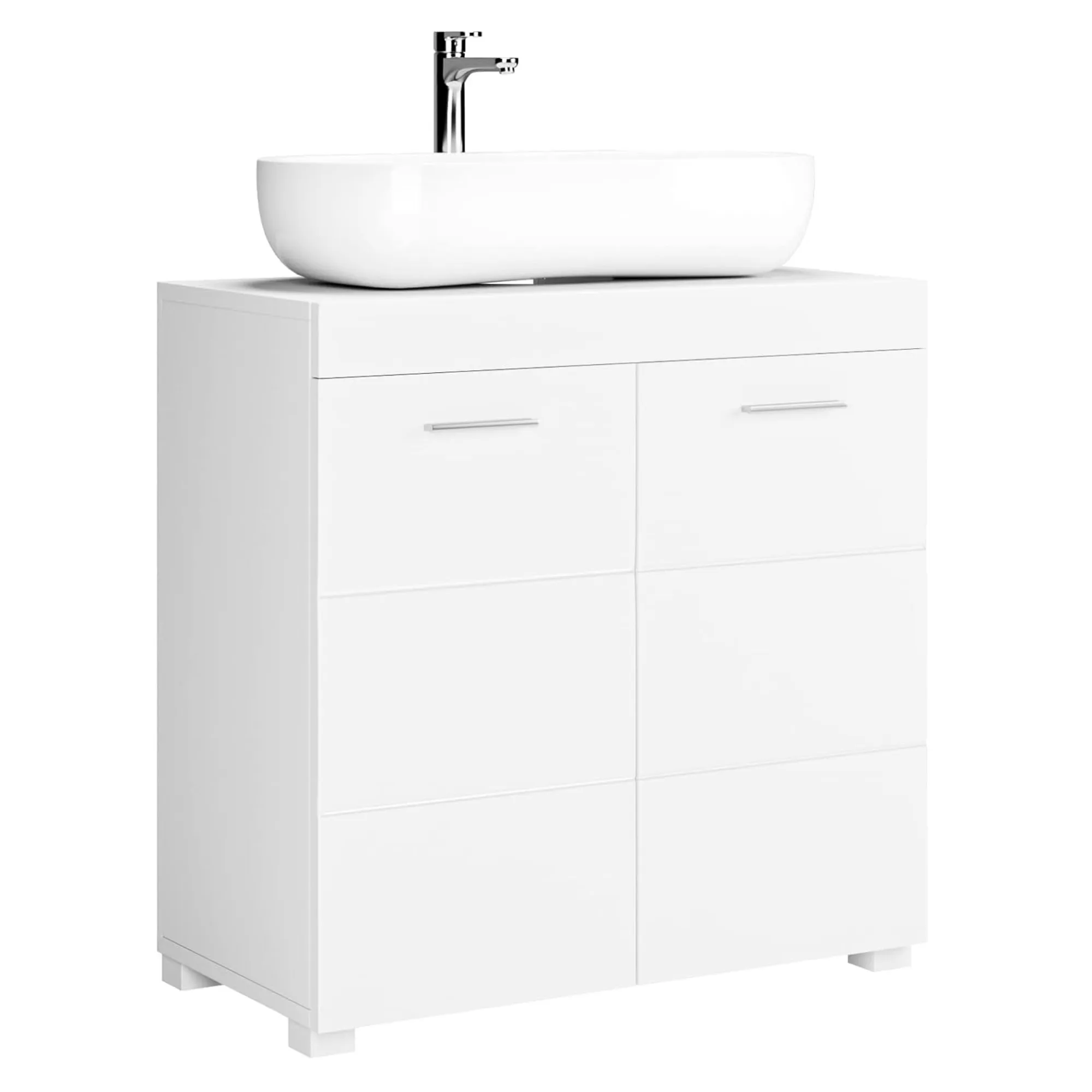 Getone washbasin Under wardrobe wardrobe White Bathroom wardrobe For bathroom, With 2 Doors 2 Trays, White, 60x31x60cm