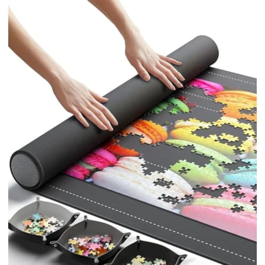 

Оригинальный коврик для пазлов Newverest Jigsaw Puzzle Mat Roll Up Saver Pad 46 x 26, портативный, вмещает до 1500 деталей, с противоскользящим резиновым основанием.