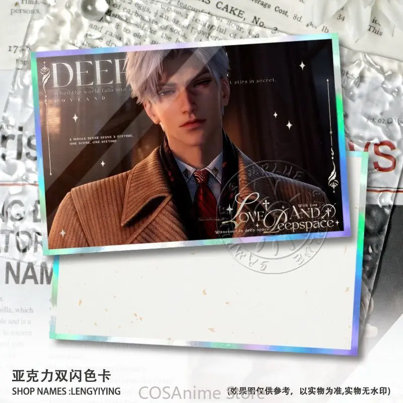 Love and Deepspace Xavier Zayne Anime Game Cosplay Acrylic Double Flash Coloured Paper Desk Stand Collection Card Xmas Gift view 6