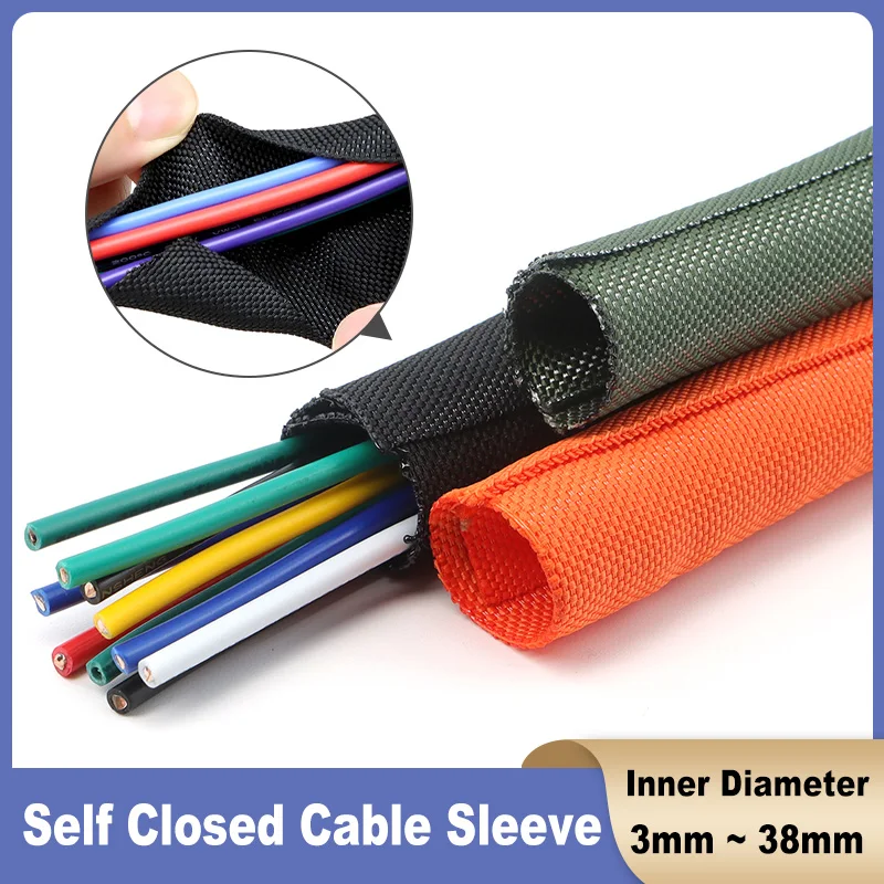 3mm - 38mm Erweiterbare Kabelummantelung Selbstschließende PET-Geflechtung Autokabelschutz Flexibler Kabelorganisator mit Split-Sleeve-System