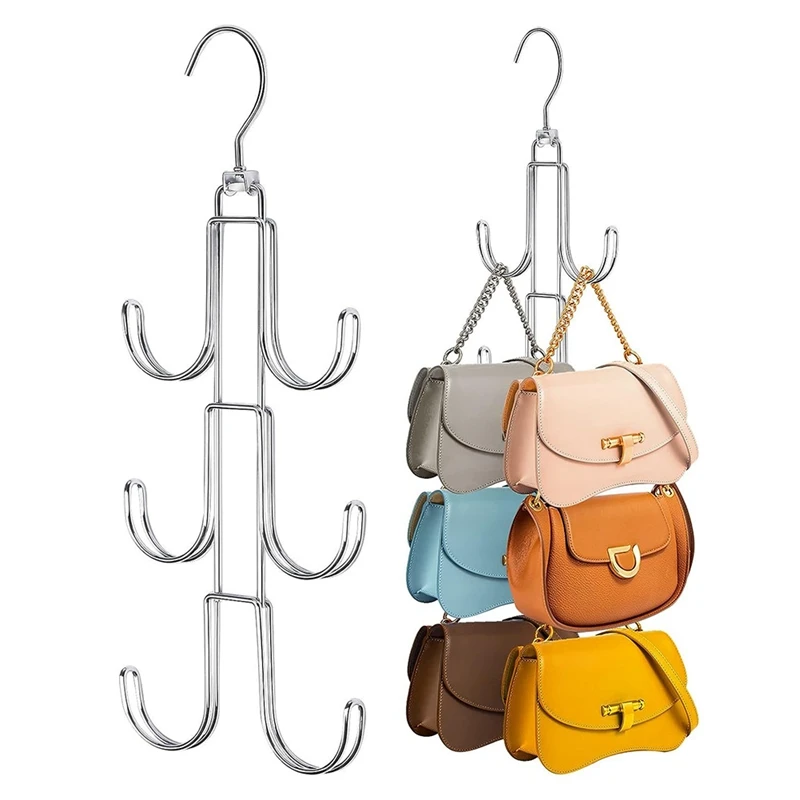 Purses Hanger Organizer For Closet 3-Pack Metal Holder For Closet Space Saving Bag Storage Hook For Hanging Handbag Easy To Use