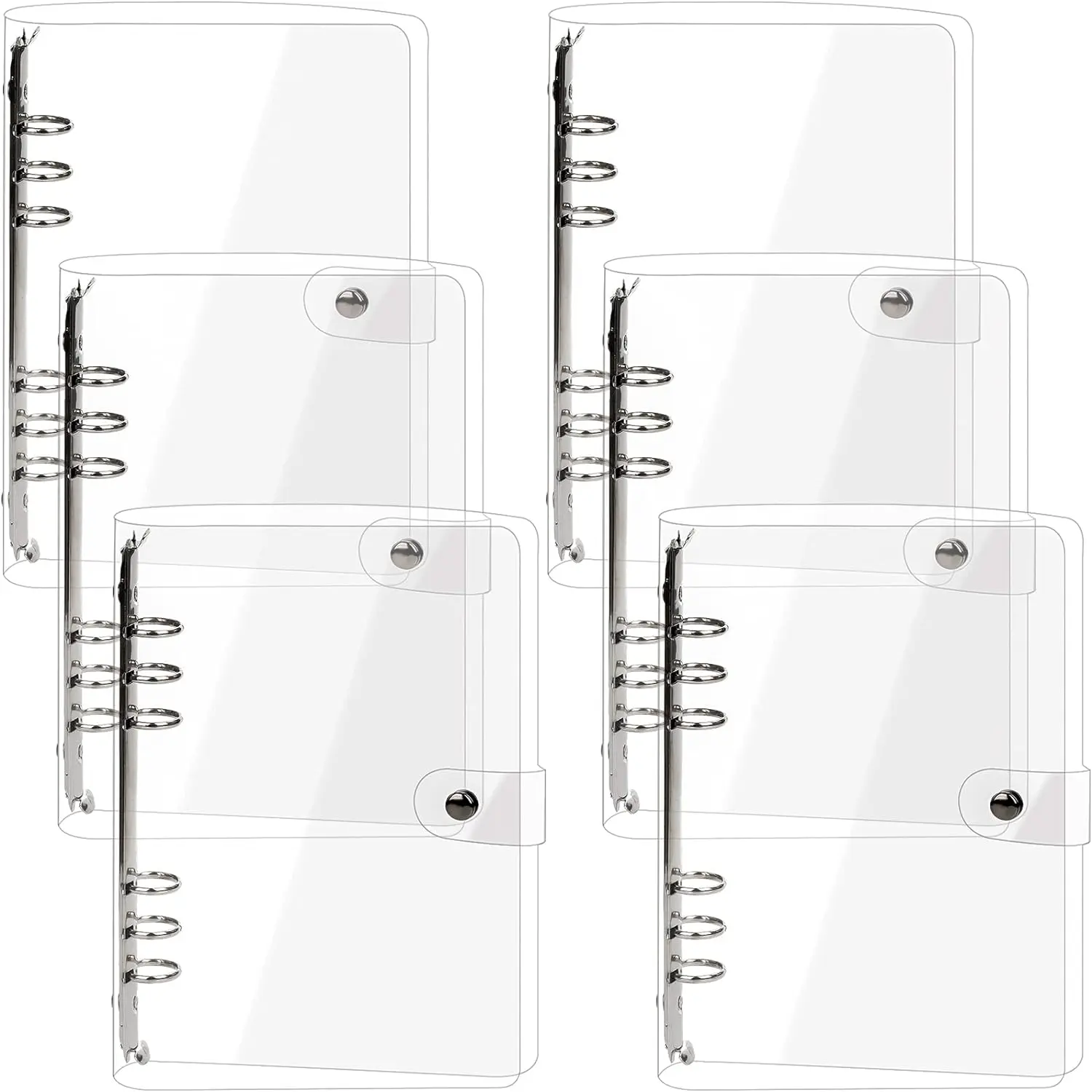 A5 a6 a7 suporte de arquivo transparente notebook 6 buraco folha solta diy saco de documentos fichários anéis pvc armazenamento pasta de ligação