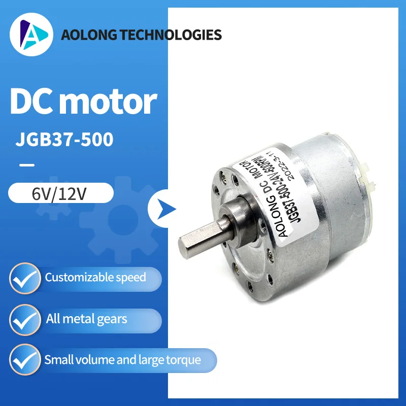 AOLONG JGB37-500 37mm 6V 12V Eccentric Output Shaft With 500 High Torque Micro Permanent Magnet DC Motor