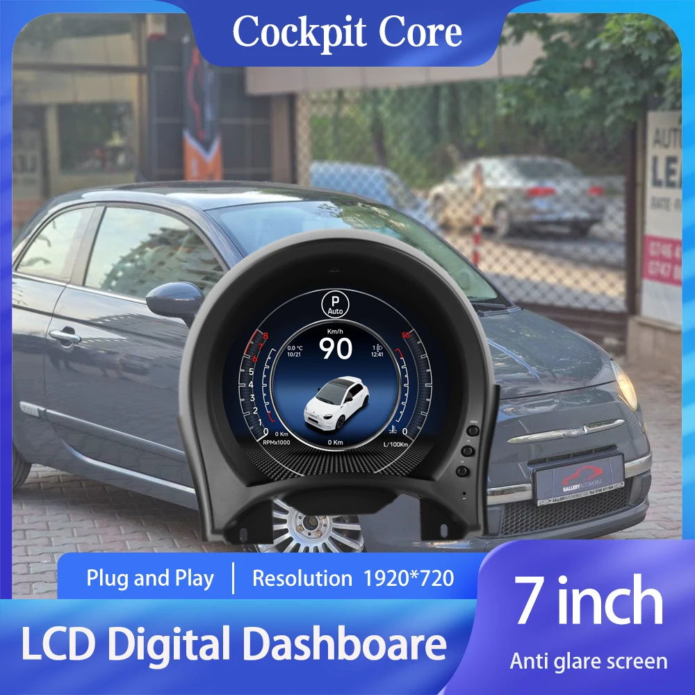 

Cluster Dashboard For FIAT 500 Pop 500 Sport 500 Lounge 2007-2024 speedometers screen instrument panel digital Virtual cockpit
