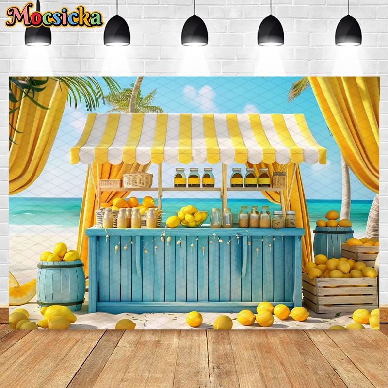 Mocsicka Photography Background Summer Beach Lemonade Stand Decoration Cake Smash Adult Child Portrait Backdrop Photo Studio