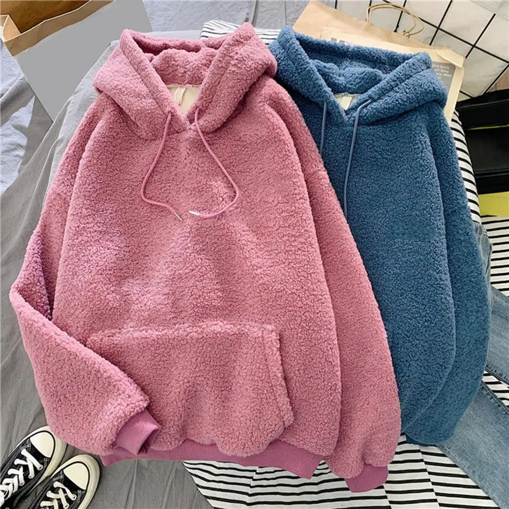 Velvet Hoodie Cozy Fleece Hoodie with Elastic Cuffs Big Pocket for Women Winter Warmth Style for Outdoor Activities Sports