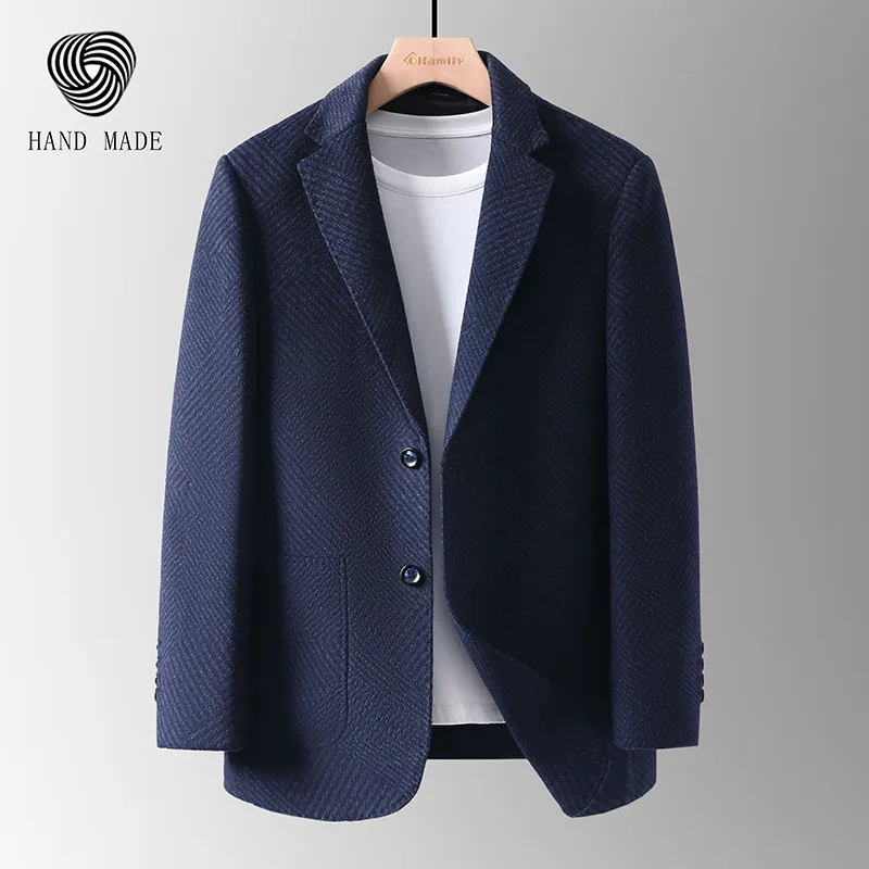 

2023 High-end Autumn and Winter Fashion Trends Handsome Double-sided Suit Men's Short Slim-fit Coat Wool Plaid Small Suit