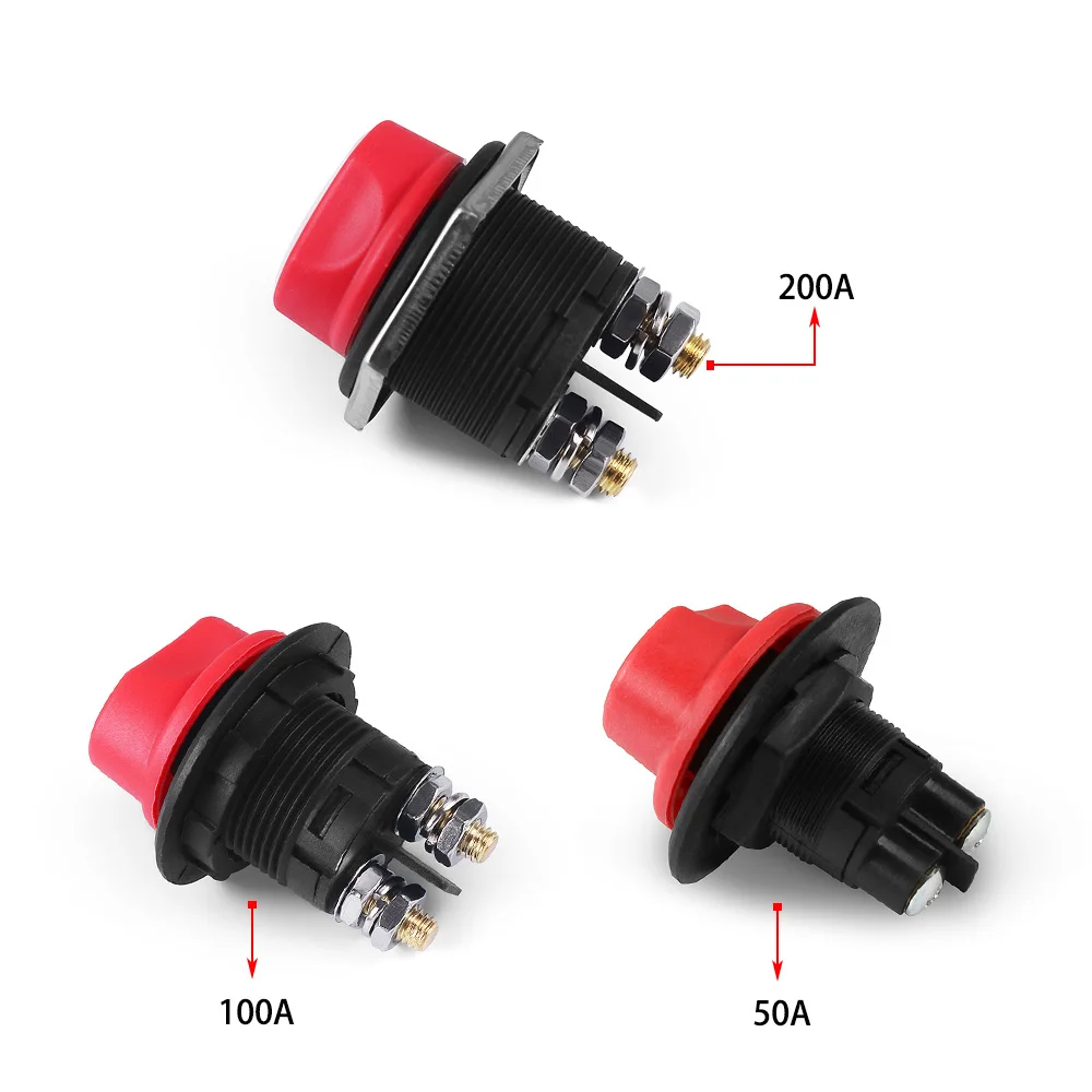 50A 100A 200A DC 12V Car Rally Battery Switch Disconnecter Power Isolator Cut Off Switch Kit For Truck Car Motorcycle Boat