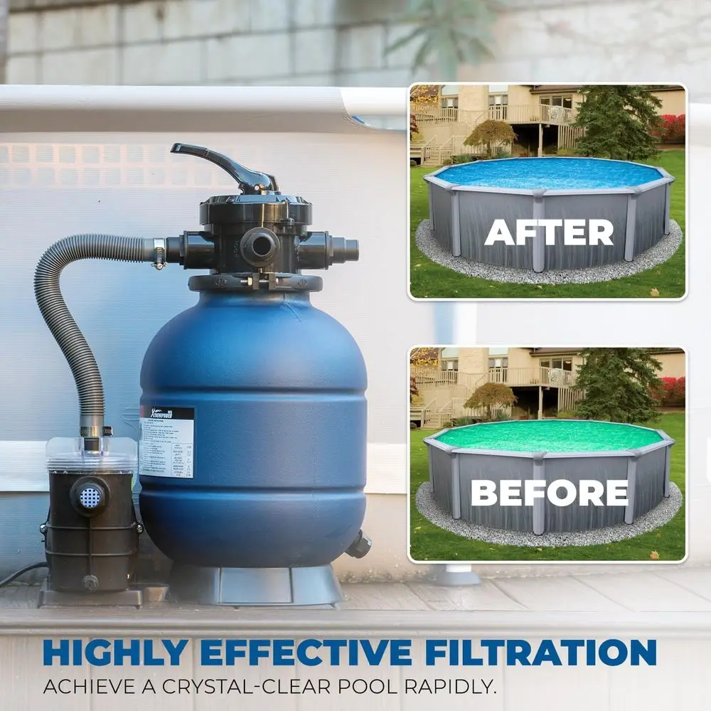 1,25 PS 4-Wege-Ventil-Sandfilter-Poolpumpen-Set für oberirdische Pools bis zu 10.000 Gallonen, 2400 GPH, 1-1/4 NPT