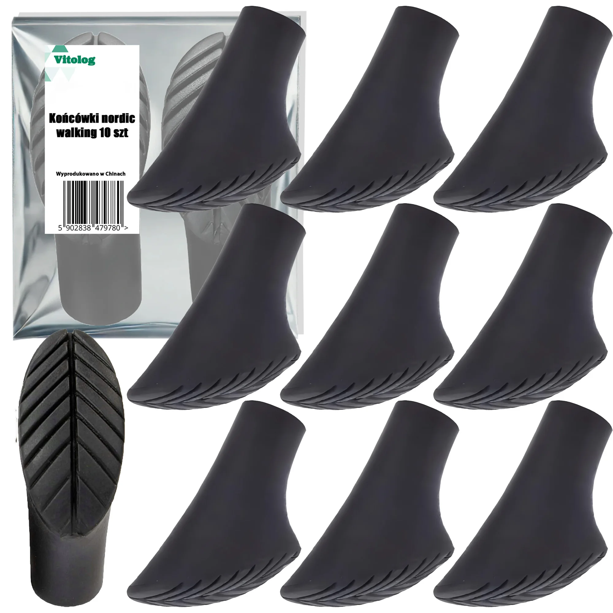 10x Nordic Walking Trekking Trunkled Gummipads für Stöcke, professionelles Zubehör, Gummipads für Stöcke