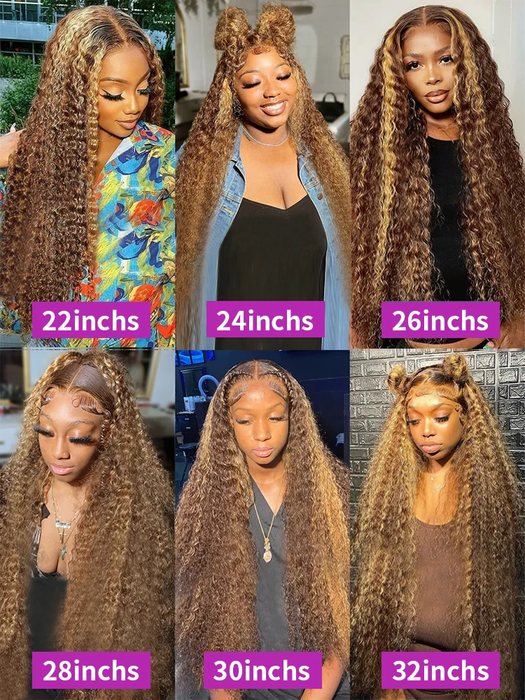Highlight 7x5 Deep Wave Curly Glueless Lace Frontal Human Hair Wig Colored Water Wave 13x4 13x6 HD Lace Front Wig For Women 250% image 5