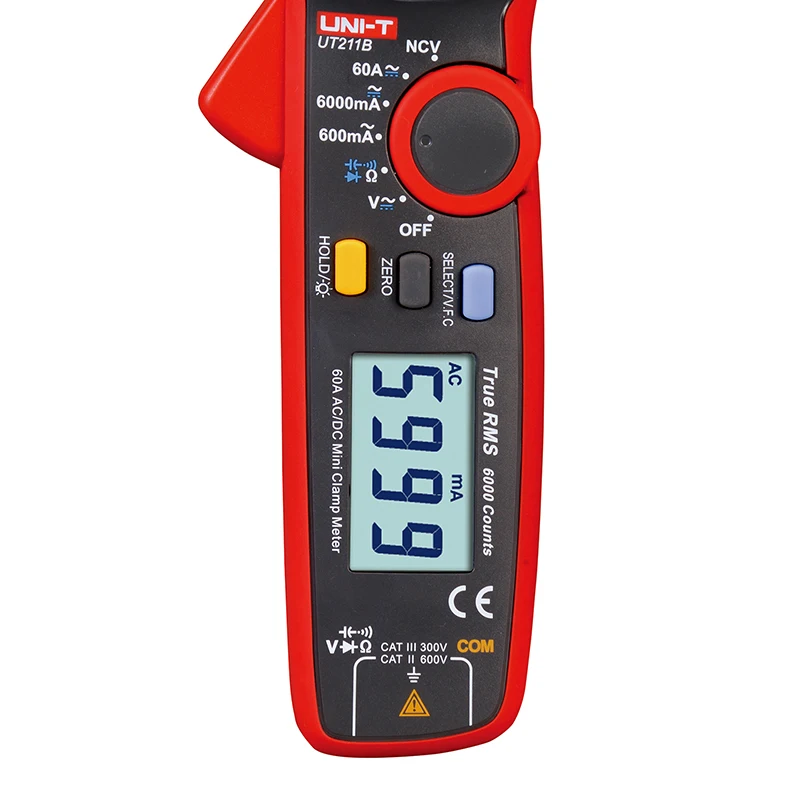 UNI-T UT211B Digital Clamp Multimeter AC DC 60A Current NCV Test Best Accuracy 20mA Zero Mode Cap Diode Ohm