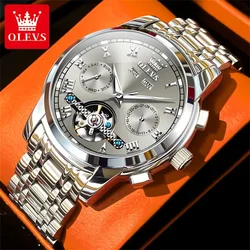 OLEVS Top Luxury Brands Men's Watches Waterproof Fully Automatic Mechanical Watch Year Month Day Hollow out Design Male Watch