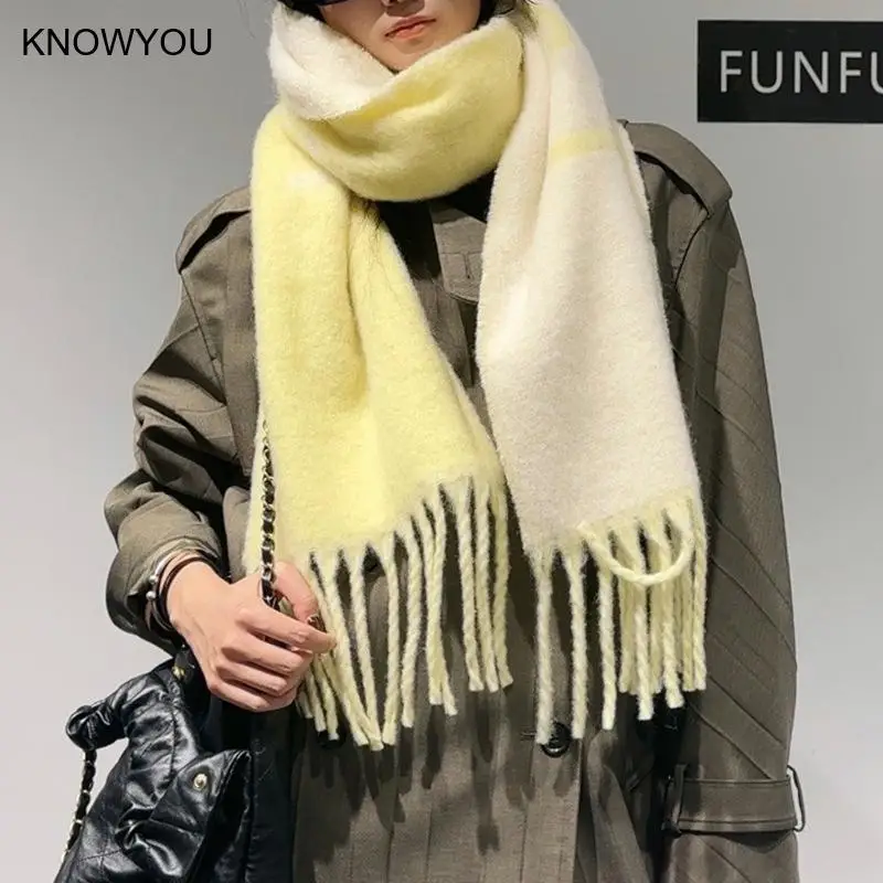 

Korean Style Scarf Autumn and Winter Shawl Wraps Women Warm Imitation Cashmere Bufanda Windproof Outdoor Pashmina Blanket