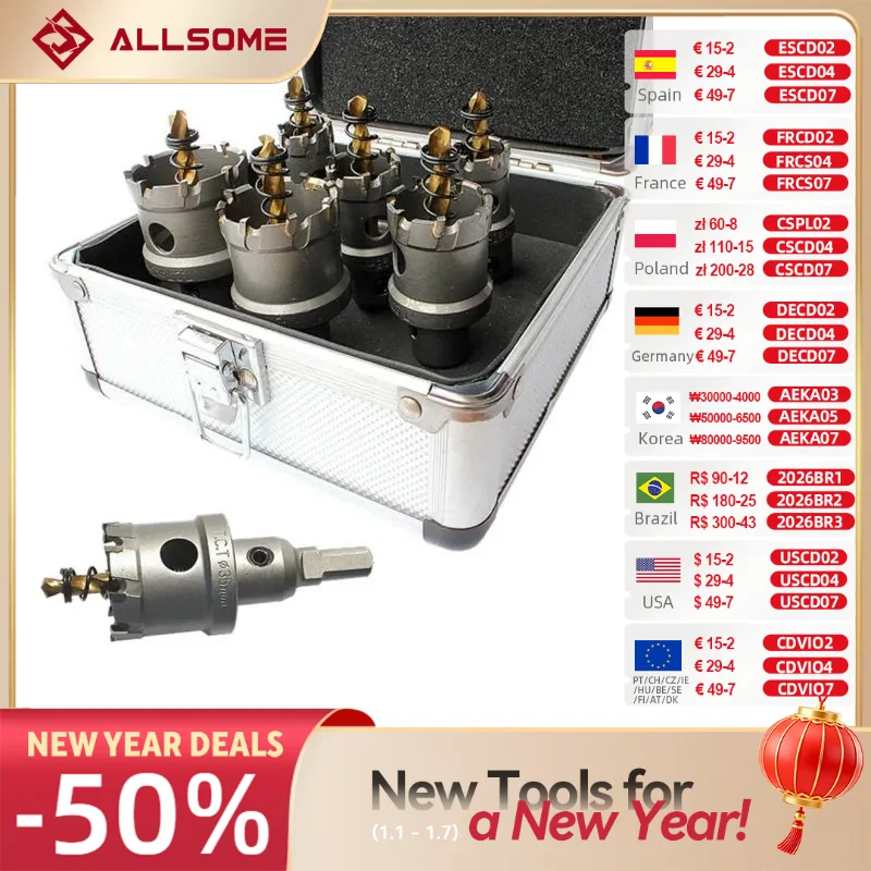 

ALLSOME High Speed Steel Carbide Tip Hole Saw Tooth Cutter Metal Drilling Hand Woodworking Cutter Drill Bit HT2722-2724