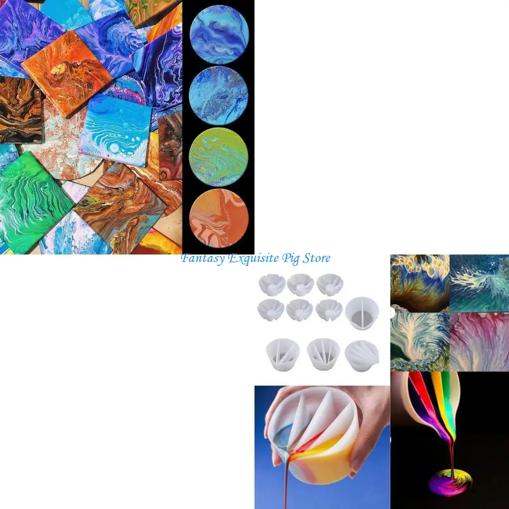 

Силиконовые разделенные чашки, 2/3/4/5 камер, многоразовые силиконовые разливные разделенные чашки для жидкого искусства, смола,