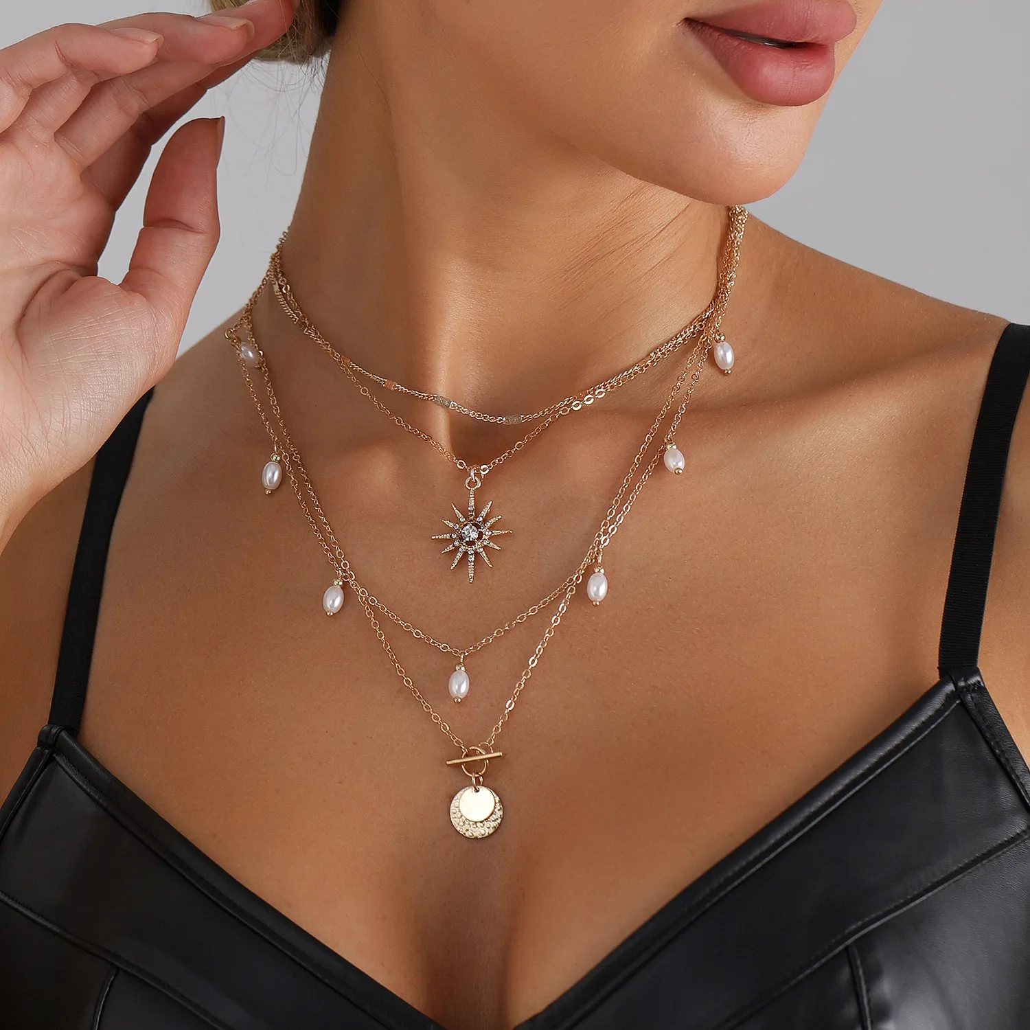 

Bohemian Gold Color Multilayer Handmade Chain Vintage Fashion Crystal Pendant Necklaces Sets Jewelry For Women Accessories 2025