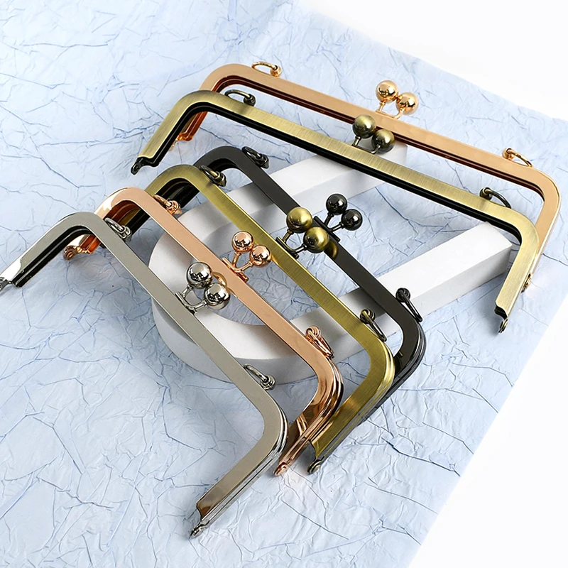 20/25cm Metal Bags Handle Smooth Purse Frame Clourse Clip Kiss Clasp Handbag Wallet Screw Brackets DIY Bag Accessories,1/2/5Pcs