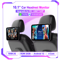 10.1 Inch HD 1280*720 Android Car Headrest Monitor Back Seat Multimedia Apple Carplay Ambient Lights BT SD HDMI-Input