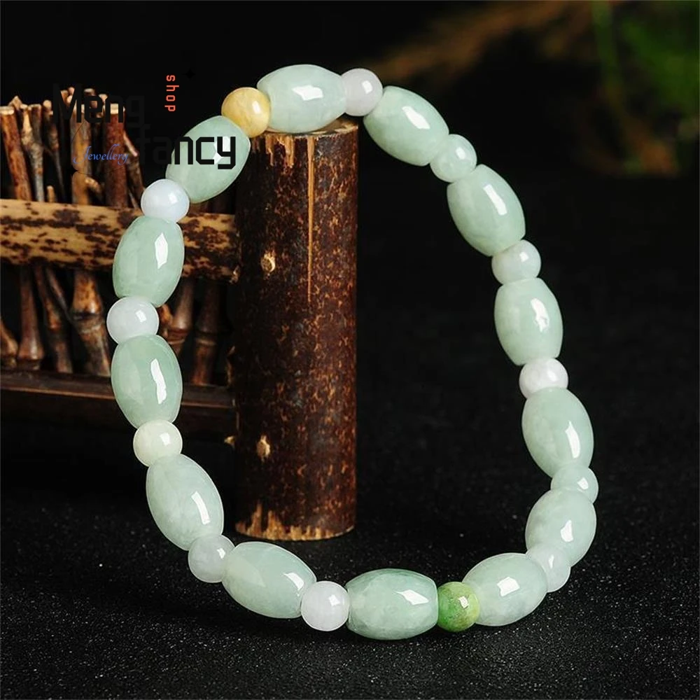 Natural Emerald Jade Colour Rice Beads String Round Models Lulutong Bracelet Simple Exquisite Fashion Fine Jewelry Holiday Gifts