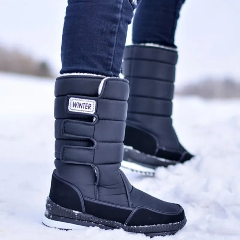 

Couple Winter Boots Men's Women's Snow Boots Plush Warm Mid-calf Cotton Shoes Non-slip Platform Boot Winter Boots for Men Women