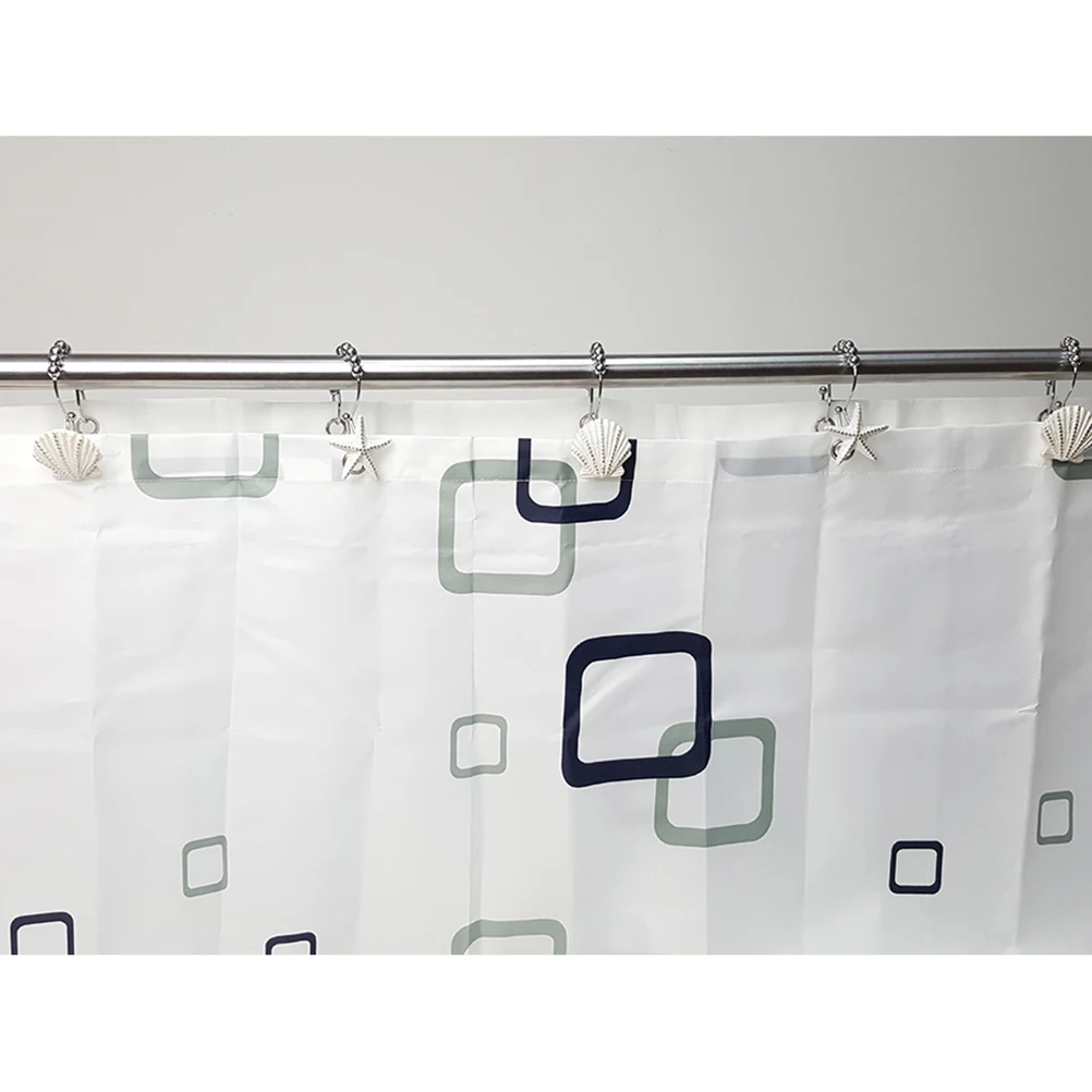 

12pcs Sea Star Shell Shape Bathroom Curtain Rings Shower Hangers Decorative Hooks For Bathtub Room Waterproof Rustproof