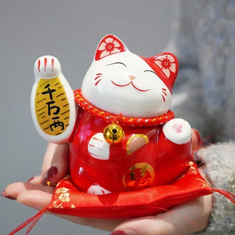 Lucky Cat Ten Thousand Two Ornament Trumpet Cute Ceramic Creative Home Decoration Opening Event Gift