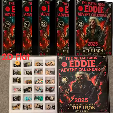 24 Days Eddie Advent Calendar 2025 2D Acrylic Eddie hanging Christmas Band Pendant Advent Calendar 24pcs Keychain Christmas gift