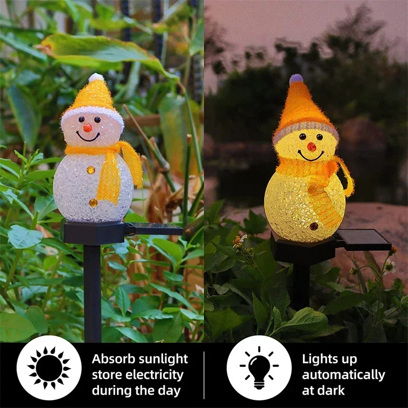 LED Snowman Solar Garden Light Outdoor Ground Stake Light Solar Powered Xmas Pathway Lights For Christmas Lawn Yard Decoration