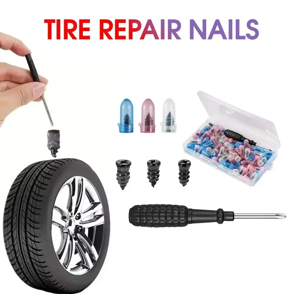 

Tire Repair Rubber Nails Kit With 3 Sizes, Tire Repair Kit Repair Fast Plugs Tire Screw In Tire Repair – Self-Service Tools G8H2