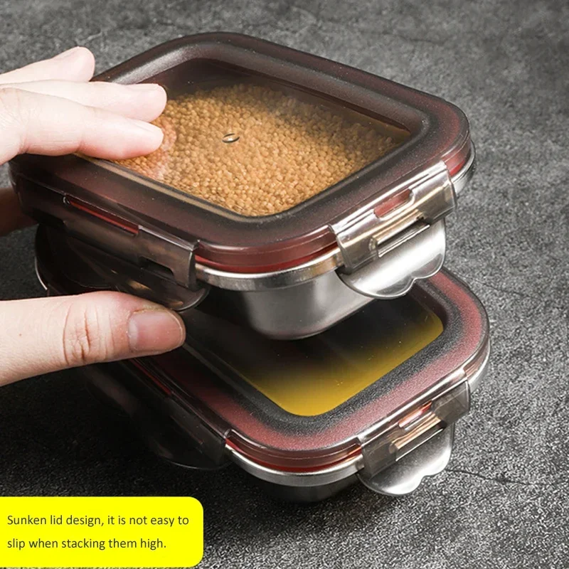 304 Stainless Steel Lunch Box Leak Proof Portable For Commute Microwave Refrigerator Safe Eco Friendly Food Container