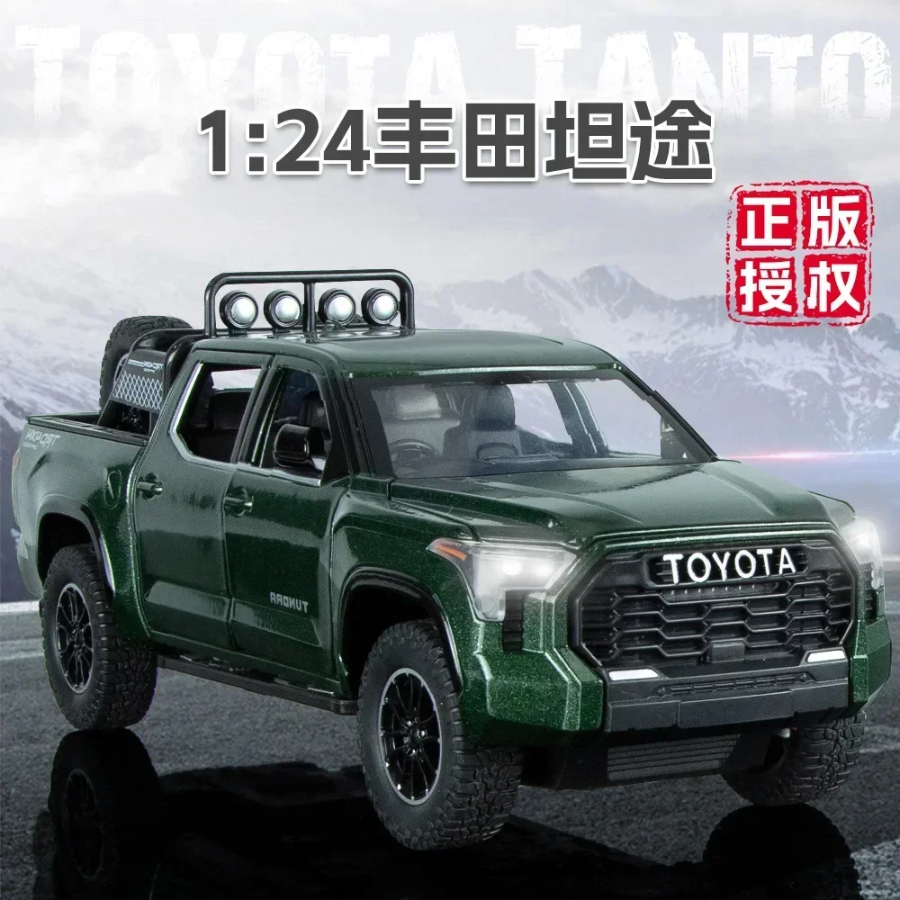 1:24 Toyota Tundra Pickup Off-road vehicle Diecast Metal Alloy Model car Sound Light Pull Back Collection Kids Toy Gifts A591