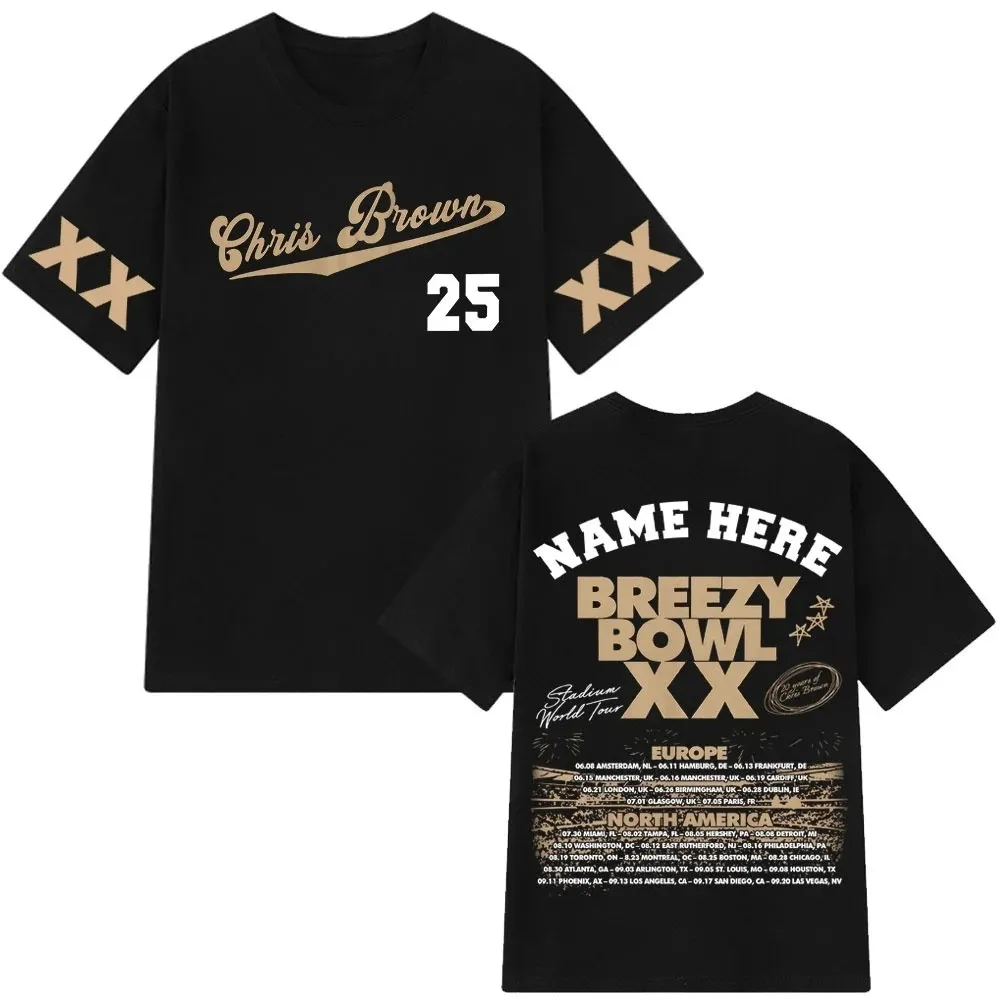

Chris Brown Breezy Bowl XX Tour 2025 Tee Merch T-shirts Women Men Fashion Casual Crewneck Short Sleeve Streetwear T-shirt Gift
