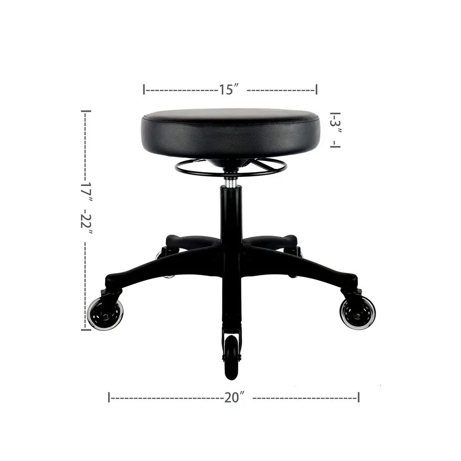 เก้าอี้ทรงกลมปรับความสูงได้ 15 ระดับ แข็งแรง ทนทาน ผลิตและจัดส่งภายใน 24 ชั่วโมง เหมาะสำหรับสปา ทางการแพทย์ ห้องปฏิบัติการ ล้อเลื่อนยางสีดำ