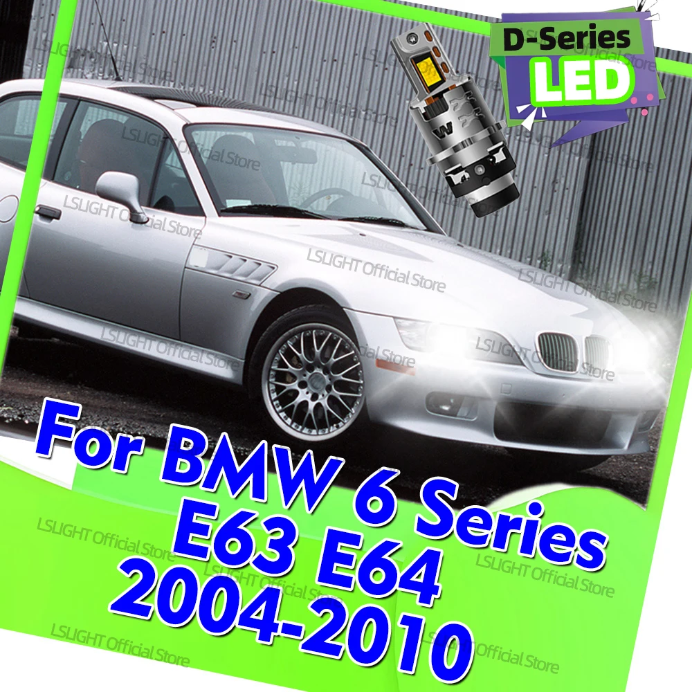 2Pcs 6000K Head Lamps D2 HID to LED D2S D2R Headlight Bulbs 30000LM For BMW 6 Series E63 E64 2004 2005 2006 2007 2008 2009 2010