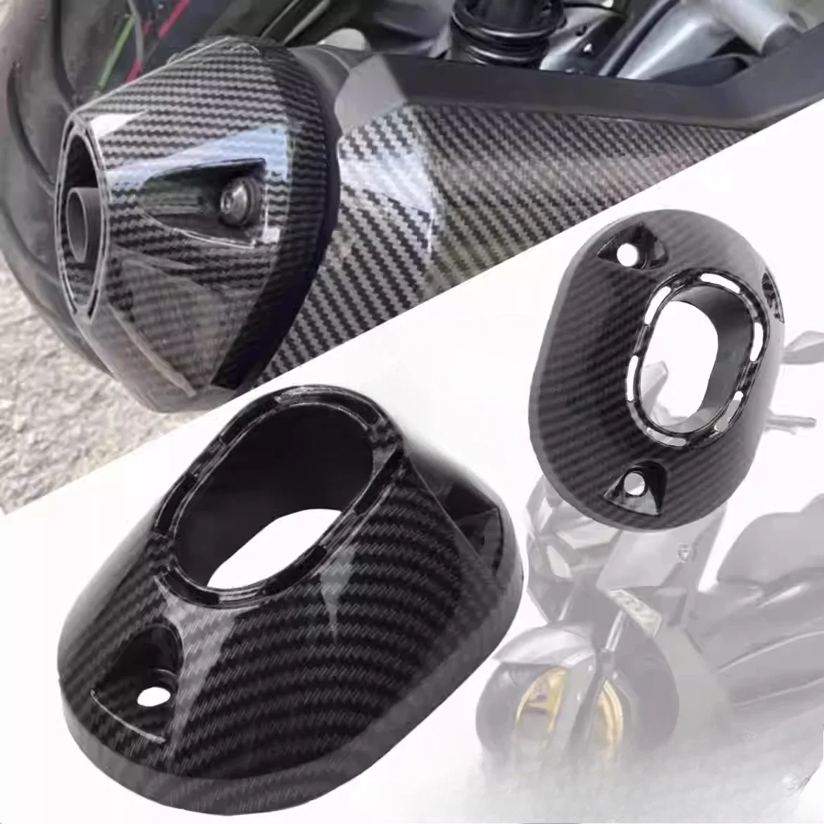 

Motorcycle Muffler Tip Cover Glossy Carbon Exhaust Tip Garnish Accessories for Honda Click 160 ABS Protector Escape Moto