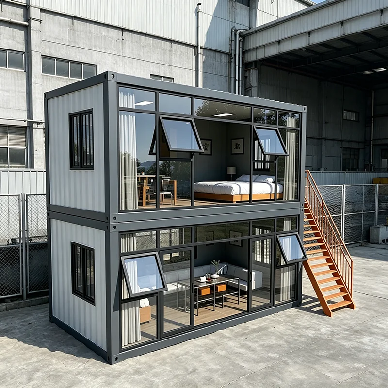 Customized 40ft Folding Prefab Container House Fireproof Anti-Corrosion  Expandable Villa Emergency Shelter Construction Site