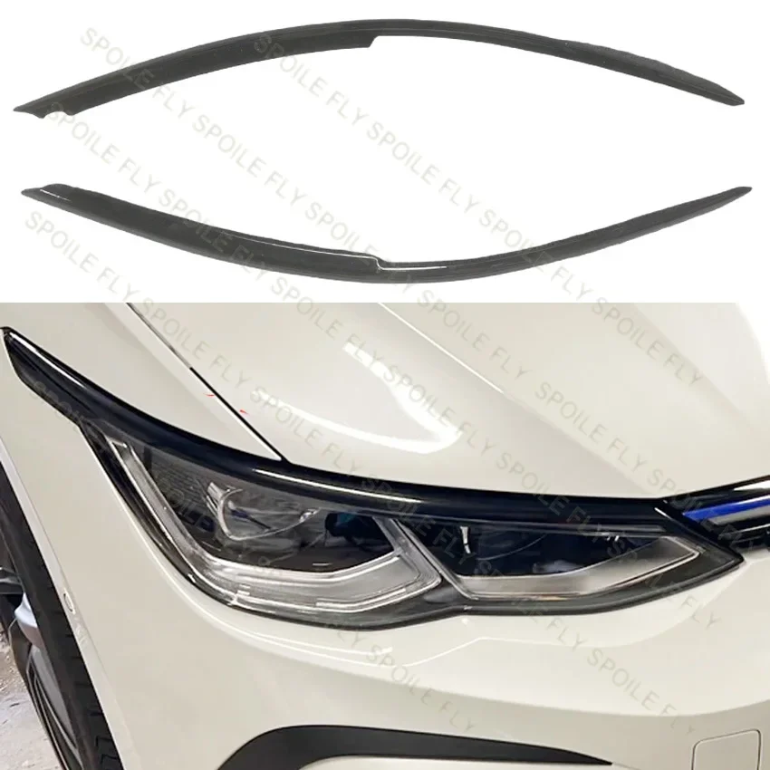 

2020 To Up For VW Golf 8 MK8 Front Headlight Eyebrow Eyelids Light Stickers Lamp Cover High Quality ABS Gloss Black Body Kit