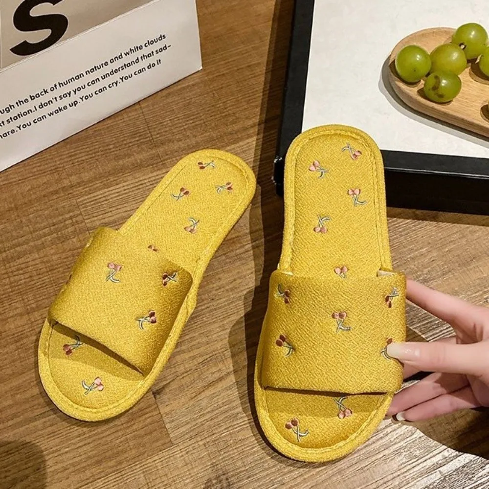 

Cartoon Cherry Cotton Linen Slippers Flat Bottomed Cherry Fruits Cherry Slippers Ins Style Anti Slip Korean Slides Sandals