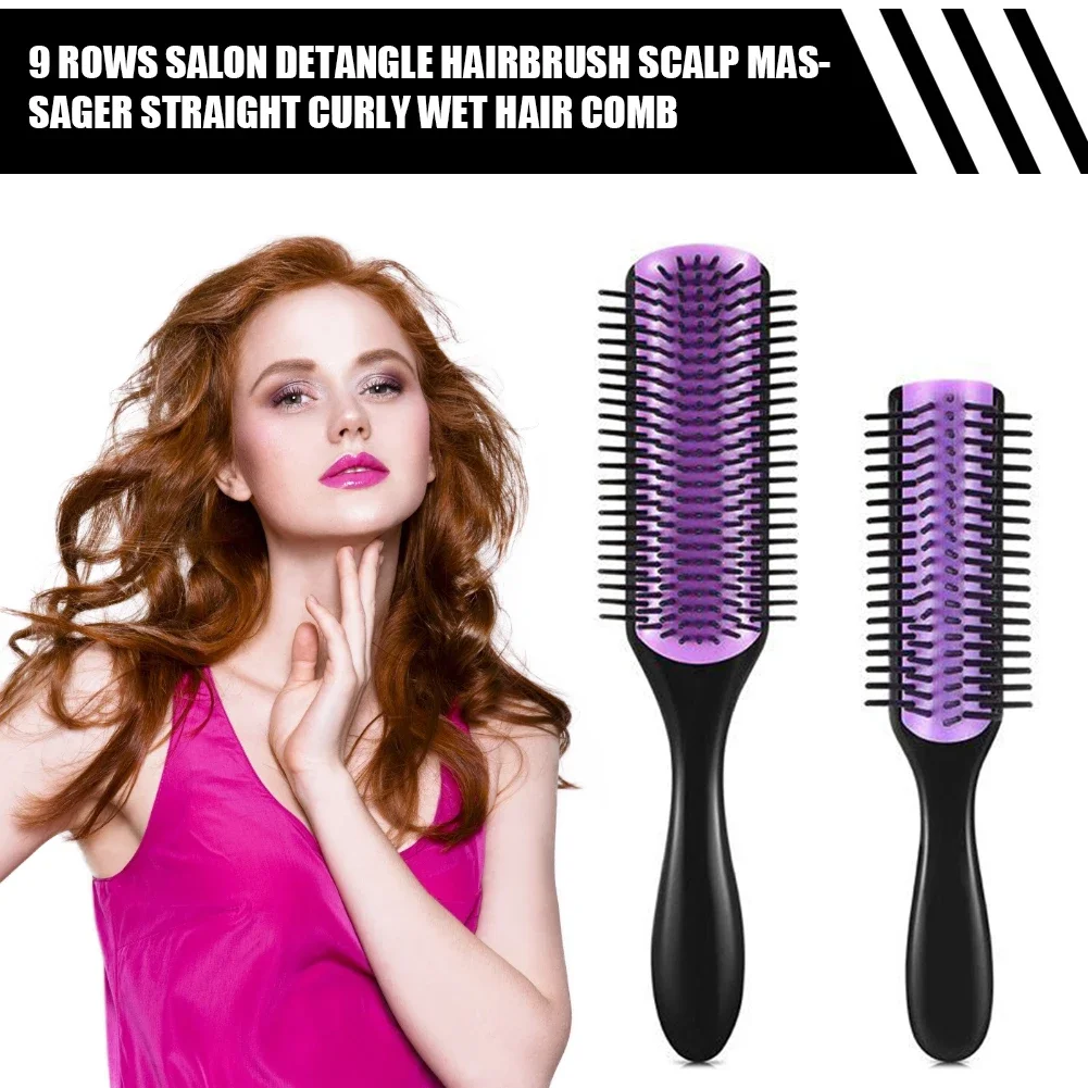 1PC 9 Rows Combs Hair Styling Brush Detangle Hairbrush Salon Hairdressing Straight Curly Hair Comb Women Wet Dry Hair Brush