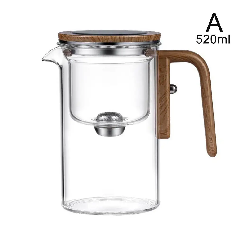 520ml/720ml Water Separation Glass Teapot With Wooden Filtration Pot Glass Separation Intelligent Handle Explosion-proof Te Z9C4