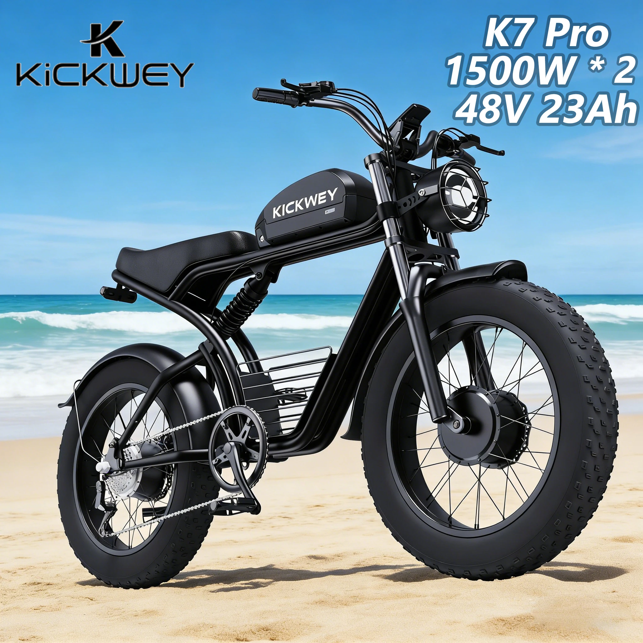 

Kickwey K7 Pro Электрический велосипед для взрослых 1500 Вт * 2 Моторный велосипед 20 дюймов Электрический велосипед с шинами Электрические велосипеды Горный мопед Ebikes для мужчин
