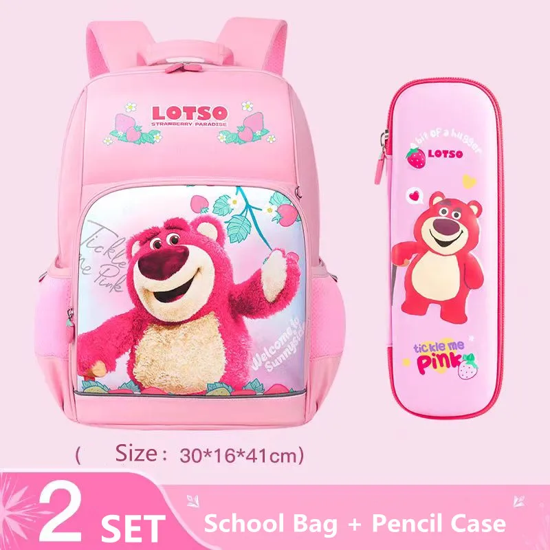 

Disney Lotso Girls School Bag Grade 1-3 Primary Student Shoulder Orthopedic Backpack Large Capacity Kids Gift Mochilas Escolares