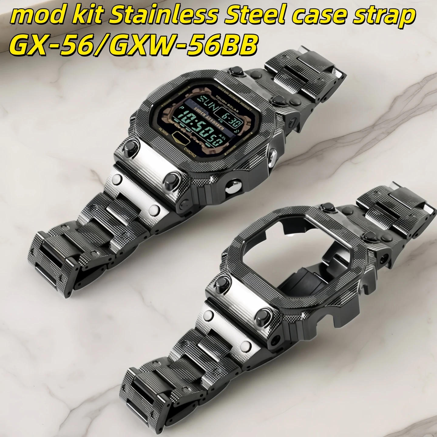 

GX56 Mod kit, металлический корпус, ремешок для Casio G-Shock GX-56 GXW-56BB, модифицированный камуфляжный ободок из нержавеющей стали, ремешок для часов, аксессуары