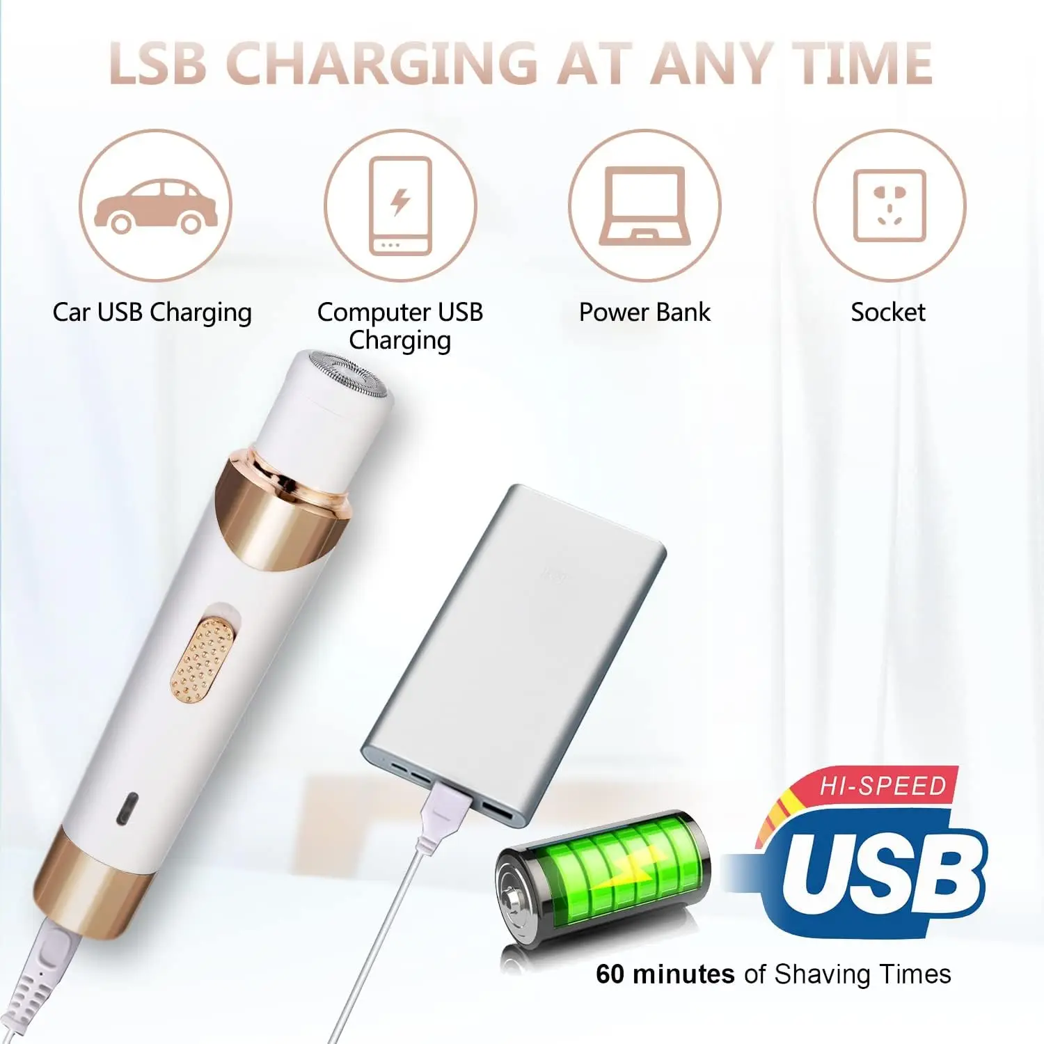 ماكينة حلاقة كهربائية للنساء ماكينة تشذيب بيكيني 4 في 1 ماكينة حلاقة غير مؤلمة أو أرجل الوجه والحواجب والأنف قابلة للفصل ماكينة إزالة الشعر القابلة لإعادة الشحن