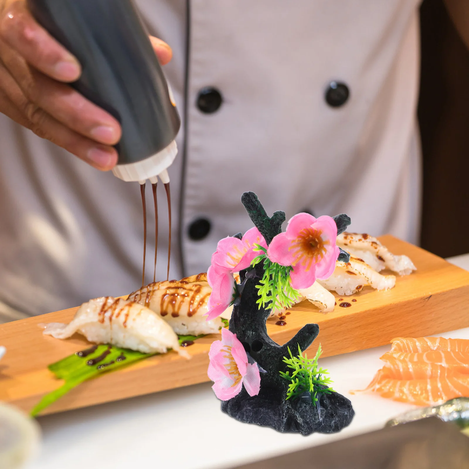 

Salmon Sashimi Ornaments Artificial Flower Sushi Lifelike Serving Plate Tool Adornments Food Decorations Plastic