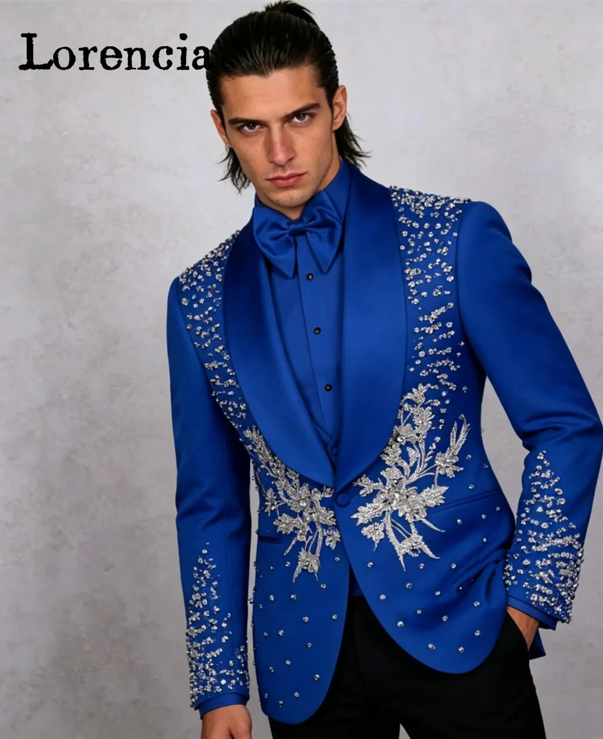 Luxury Hand Beaded Floral 2-Piece Suit Set for Men Wedding Groom Tuxedo Customized Slim Fit Men's Formal Suit trajes para hombre