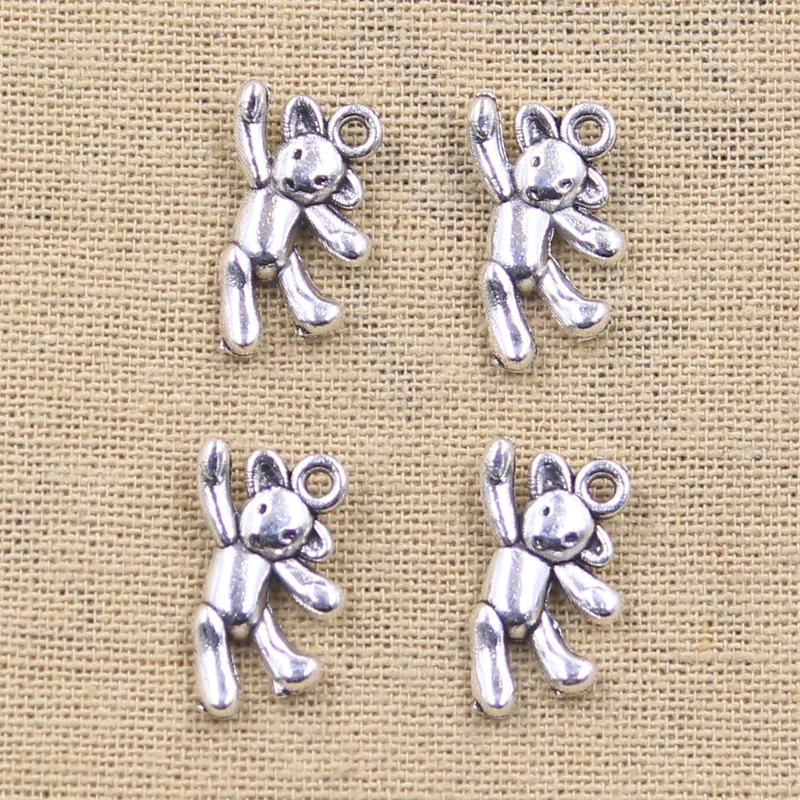 15pcs Charms Bear 19x10mm Antique,Zinc Alloy Pendant fit,Vintage Tibetan Bronze Silver color,DIY For Handmade Jewelry